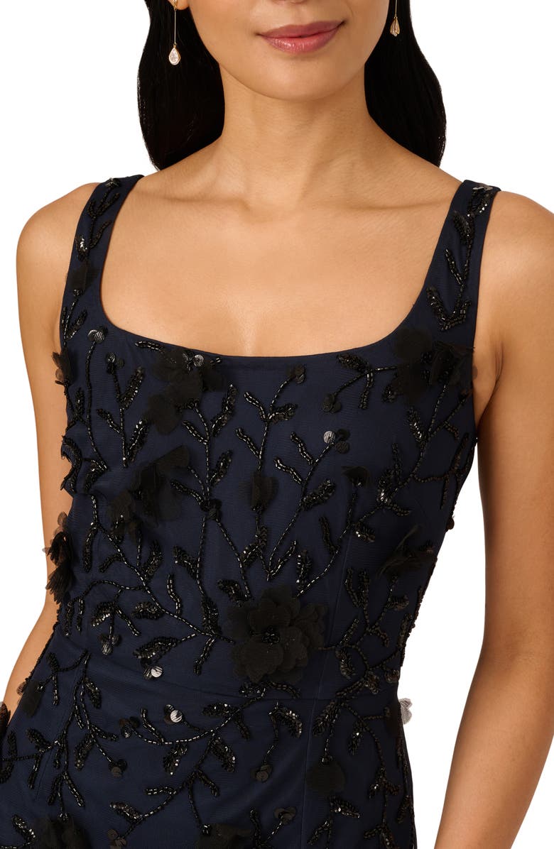 Adrianna Papell Beaded Sleeveless Mermaid Cocktail Dress, Alternate, color, Navy Black