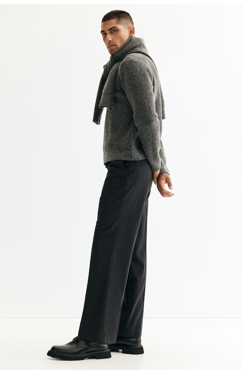 H&M Relaxed-fit suit pants, Alternate, color, Black/Pinstriped