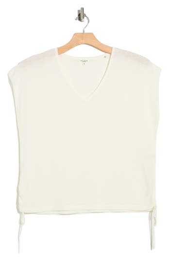 Max Studio Ruched Cap Sleeve Sweater In White