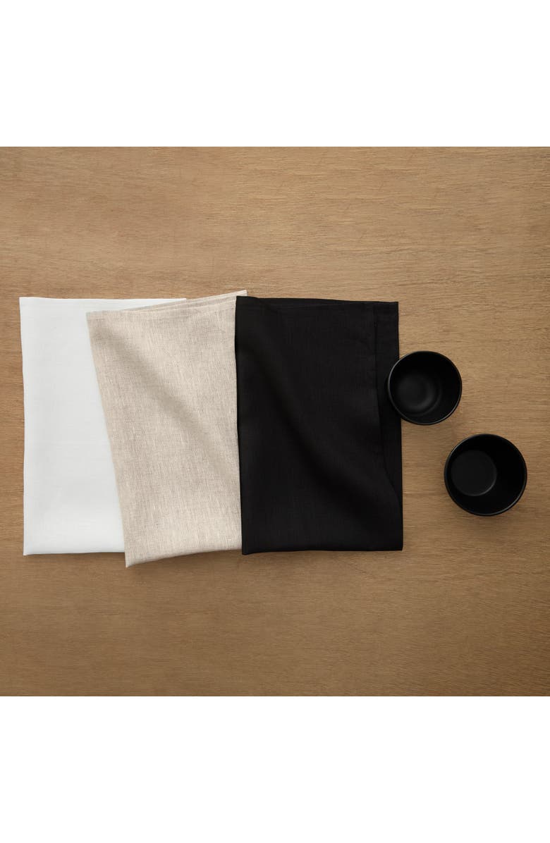 Solino Home Linen Kitchen Towels Set of 2, 17 x 26" - Kitchen Linen, Alternate, color, Natural / White / Black