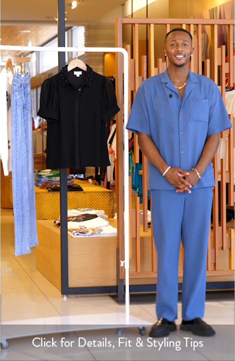 Floral Embellished Collar Georgette Top, sales video thumbnail