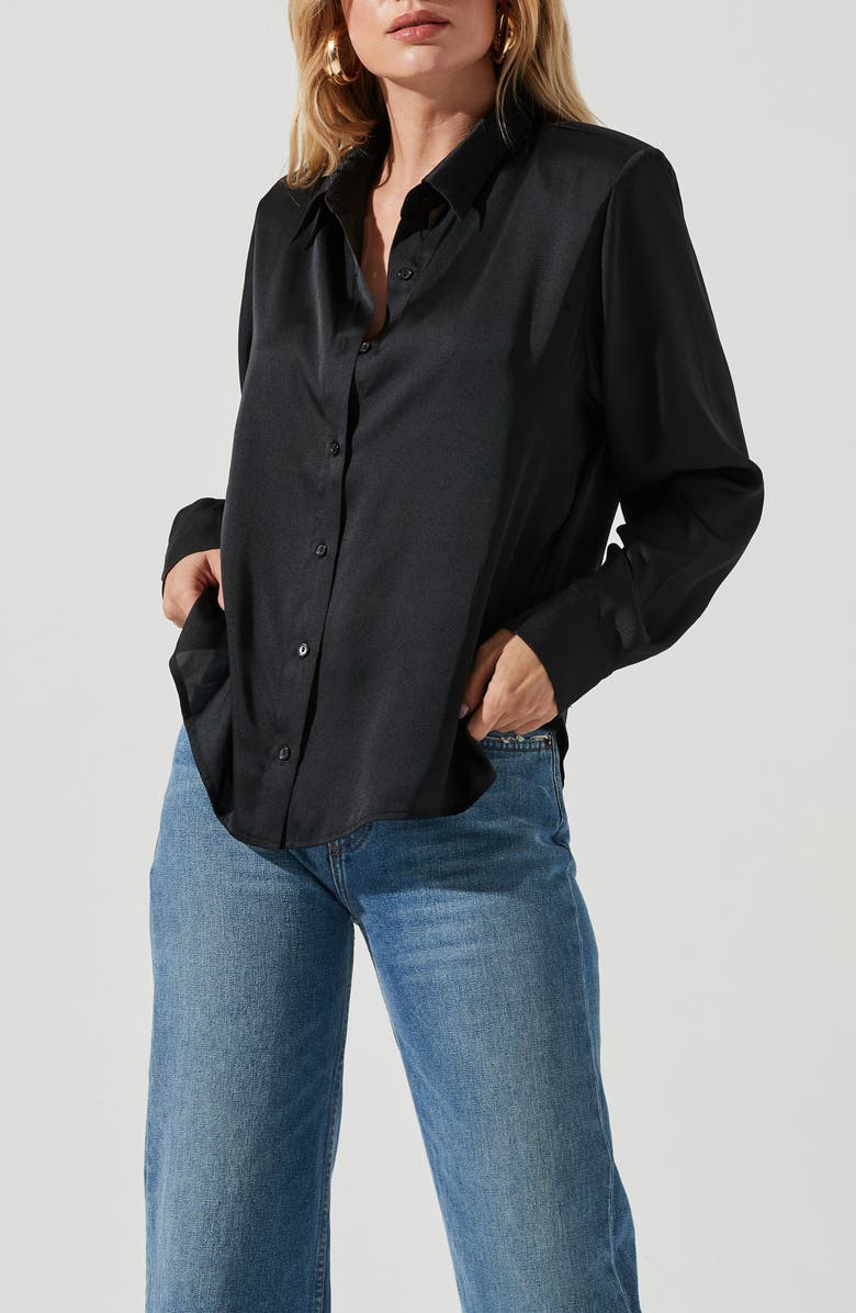 ASTR the Label Satin Button-Up Shirt, Alternate, color,