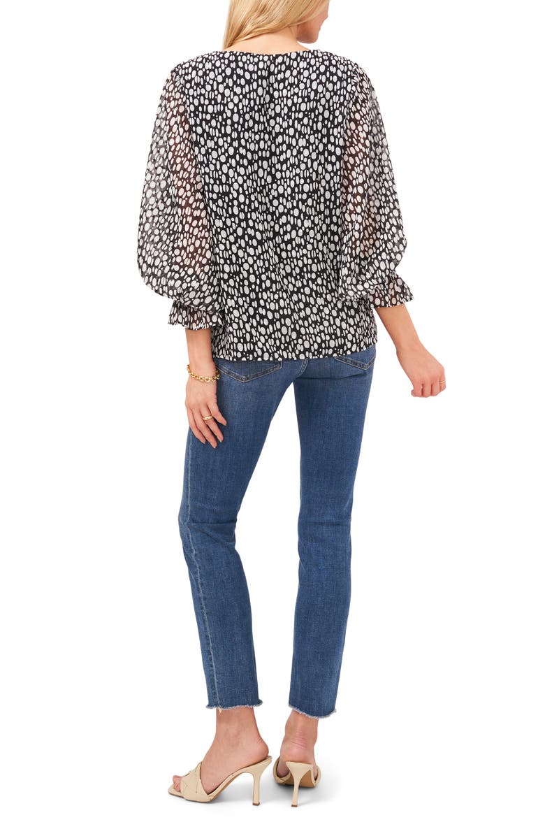 Vince Camuto Bubble Sleeve Dot Print Blouse, Alternate, color, 
