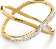 Monica Vinader Riva Kiss 18K Gold Vermeil Pavé Diamond