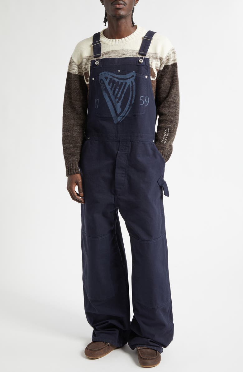 JW Anderson x Guinness Cotton Canvas Workwear Overalls, Main, color, Indigo