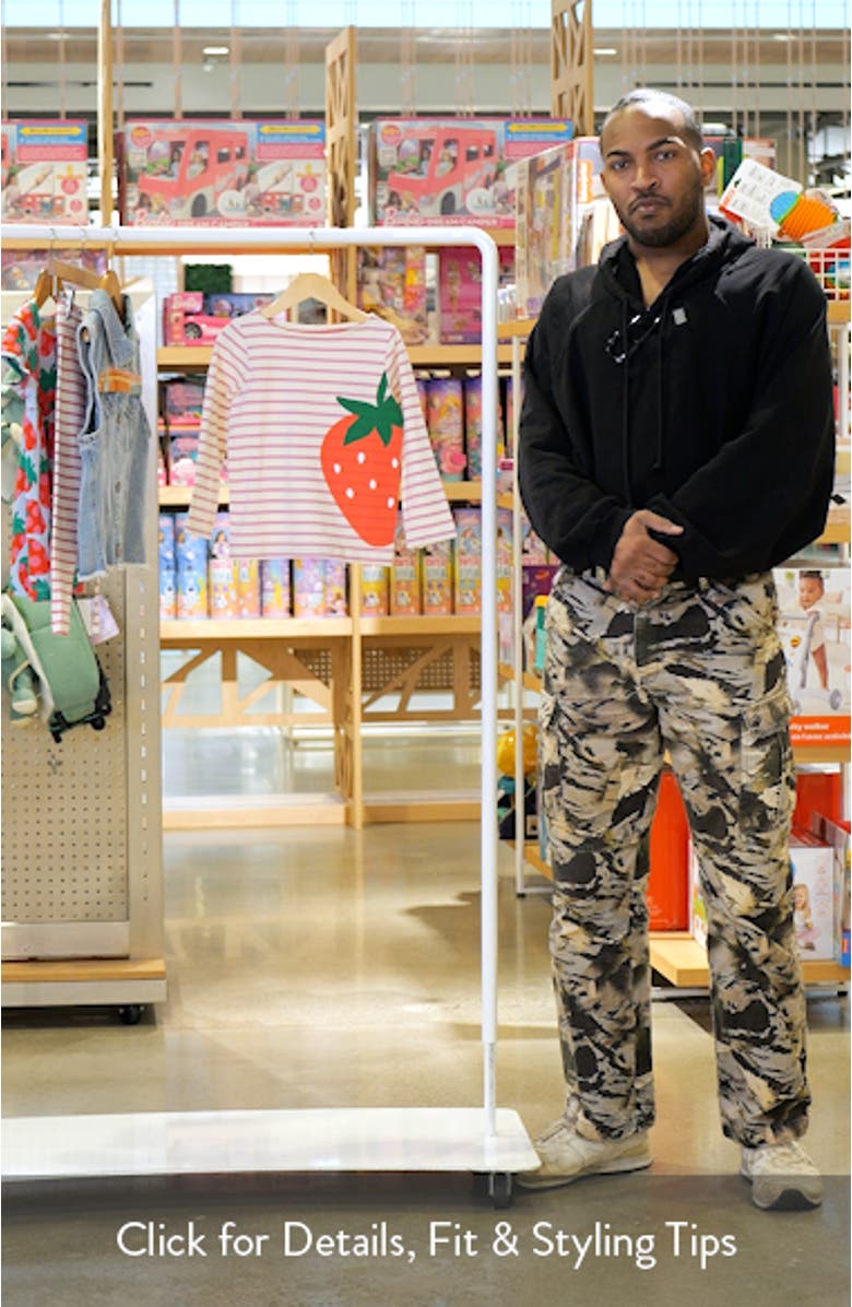 Kids' Ella Stripe Strawberry Appliqué Long Sleeve Graphic T-Shirt, sales video thumbnail