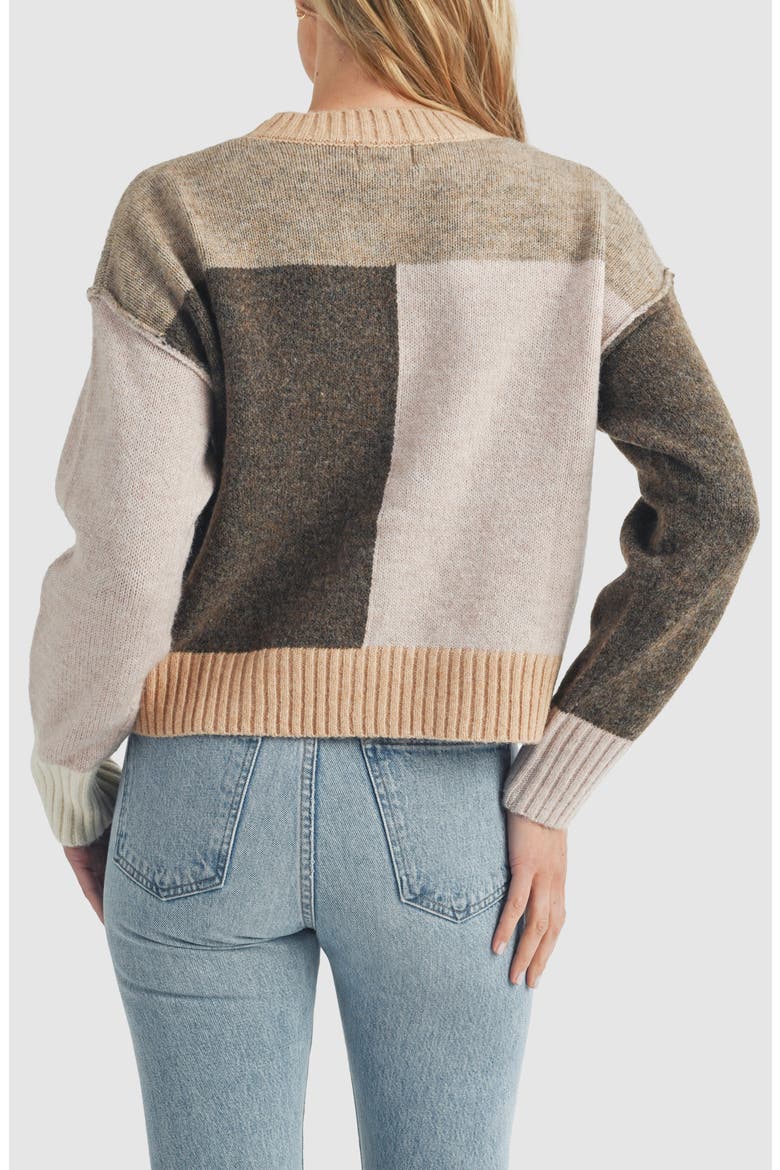 Colorblock V-Neck Cardigan, Alternate, color, TAN MULTI