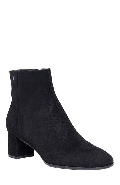 Women's suede mid-heel ankle boot