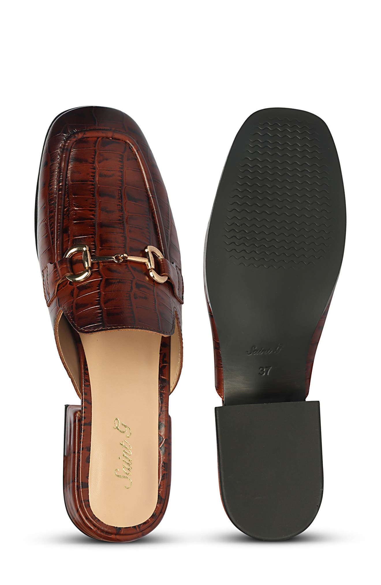 SAINT G Savannah Croc Embossed Mule, Alternate, color, Chocolate