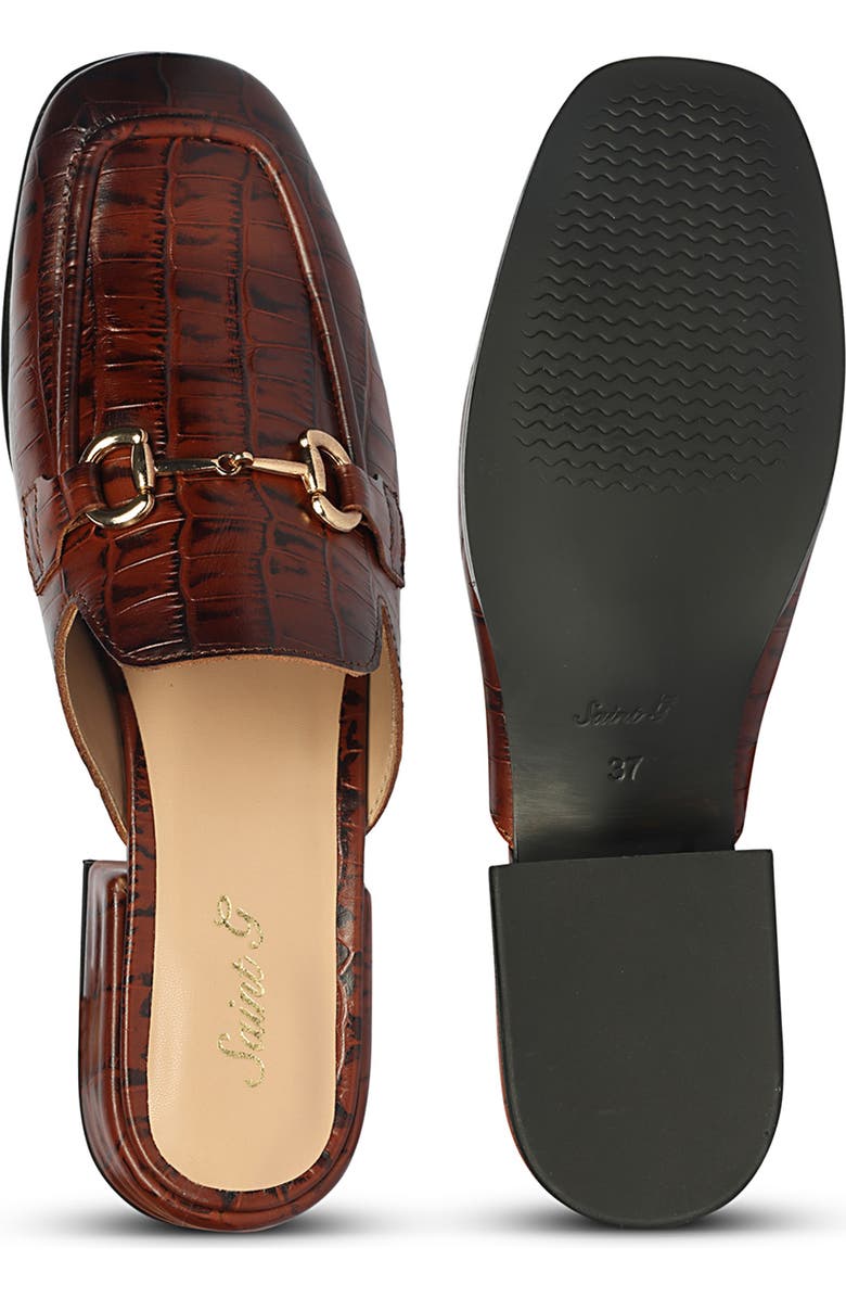 SAINT G Savannah Croc Embossed Mule, Alternate, color, Chocolate