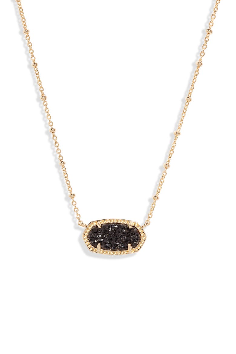 Elisa Satellite Pendant Necklace, Main, color, GOLD BLACK DRUSY