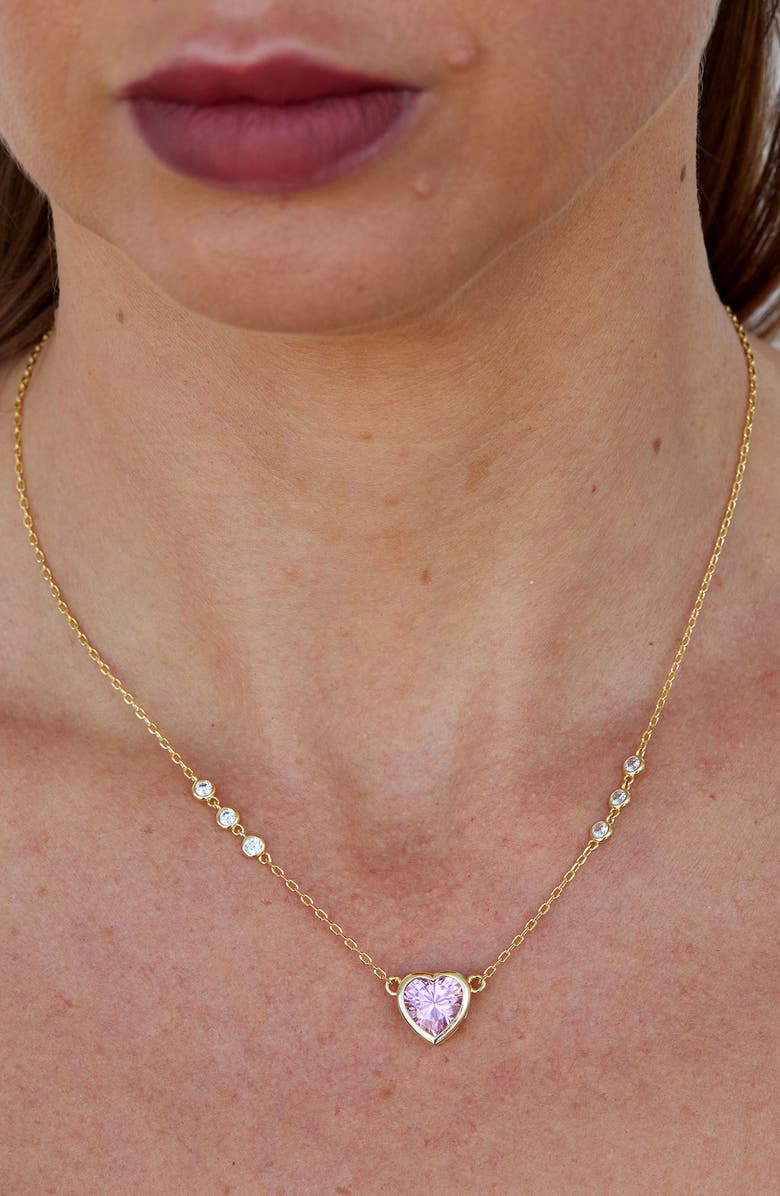 SAVVY CIE JEWELS Bezel Set CZ Heart Pendant Necklace, Alternate, color, Gold