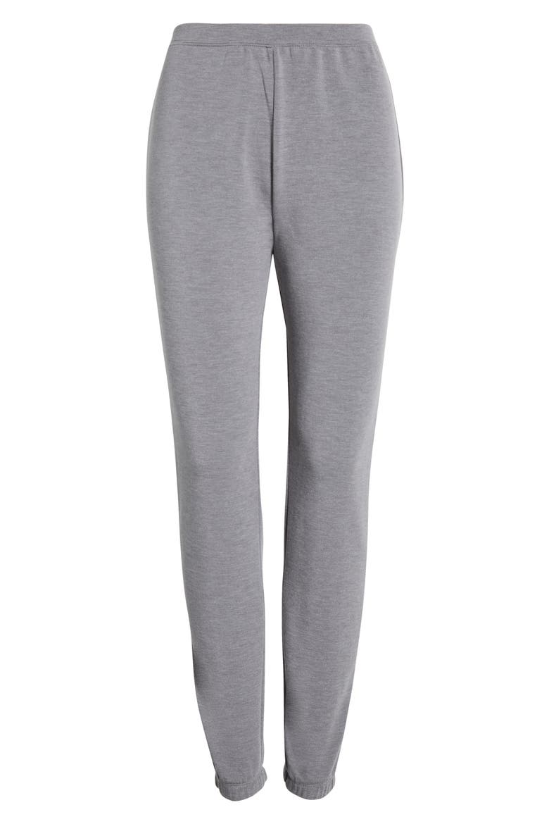 Slim Fit Cozy Recycled Polyester Blend Fleece Joggers, Alternate, color, HEATHER STEEL GREY