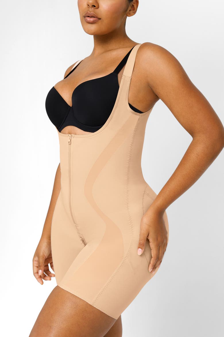Curve Code X Comfy Sculpting Bodysuit, Alternate, color, Sand