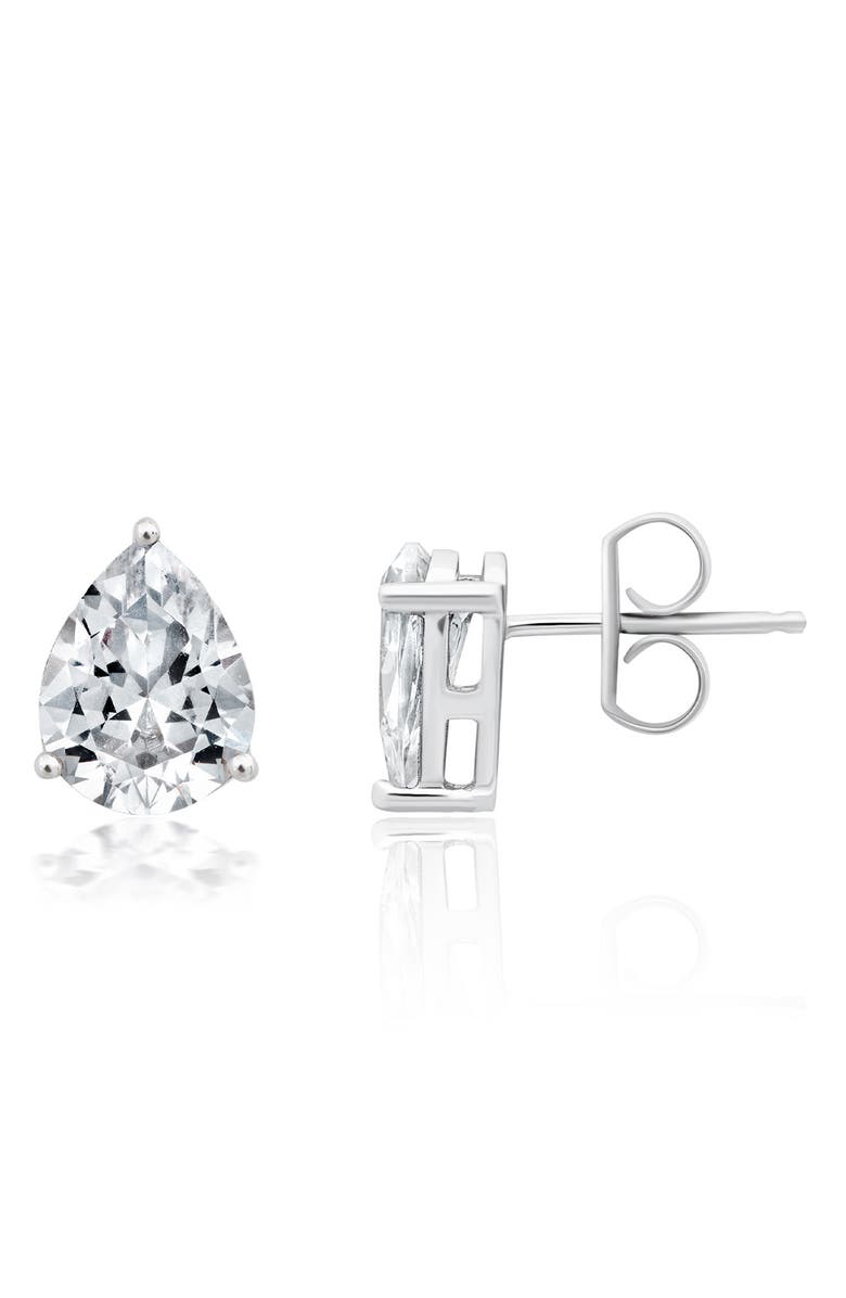 Crislu Pear Cut Cubic Zirconia Stud Earrings, Main, color, Pure Platinum/ Clear Stone