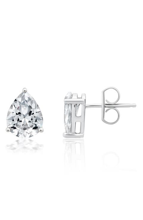 Pear Cut Cubic Zirconia Stud Earrings