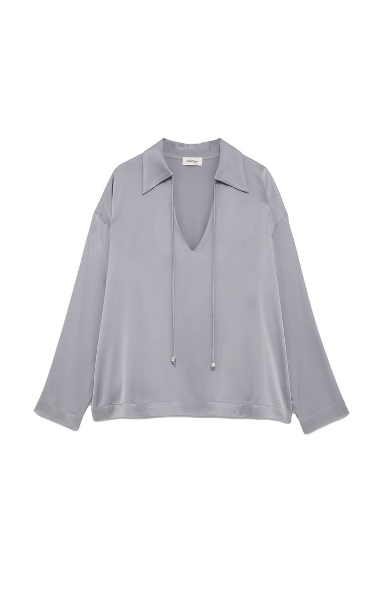 ottod'Ame Viscose Blouse With Tie, Alternate, color, Grey