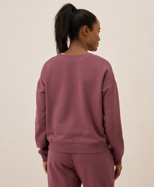 Pact Organic Brushed Fleece Crew Sweatshirt In Mauve