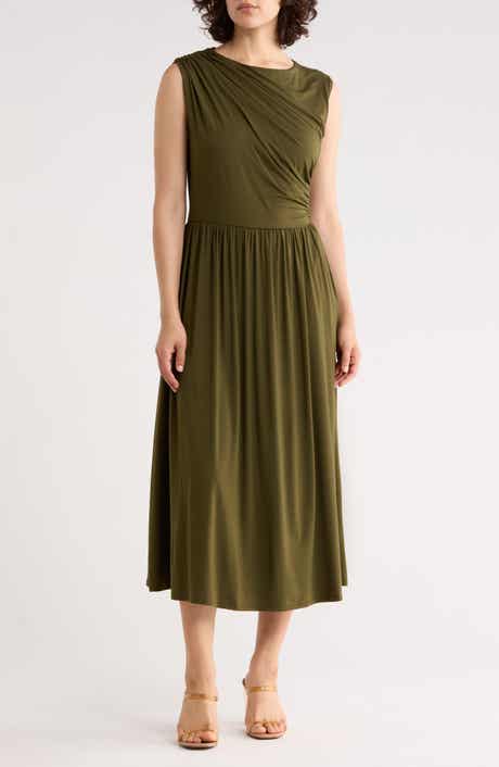 WEST K Ruched Sleeveless Midi Dress
