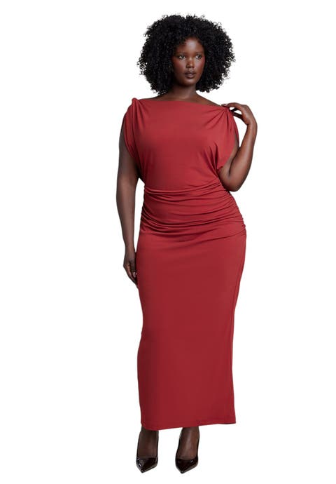 Shoulder Knot Knit Midi Dress