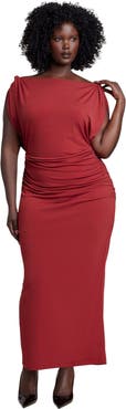 ELOQUII Shoulder Knot Knit Midi Dress