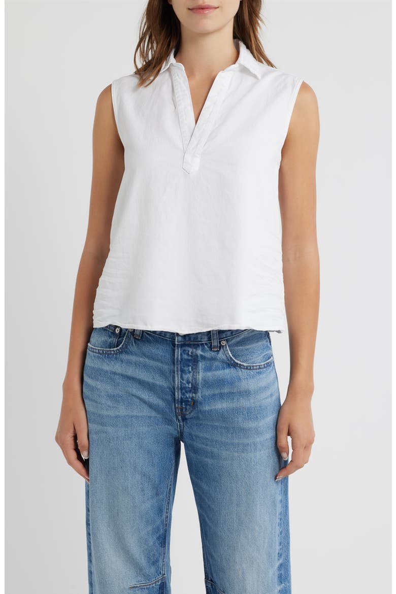 Olivia Popover Tank, Main, color, WHITE TATTERED DENIM
