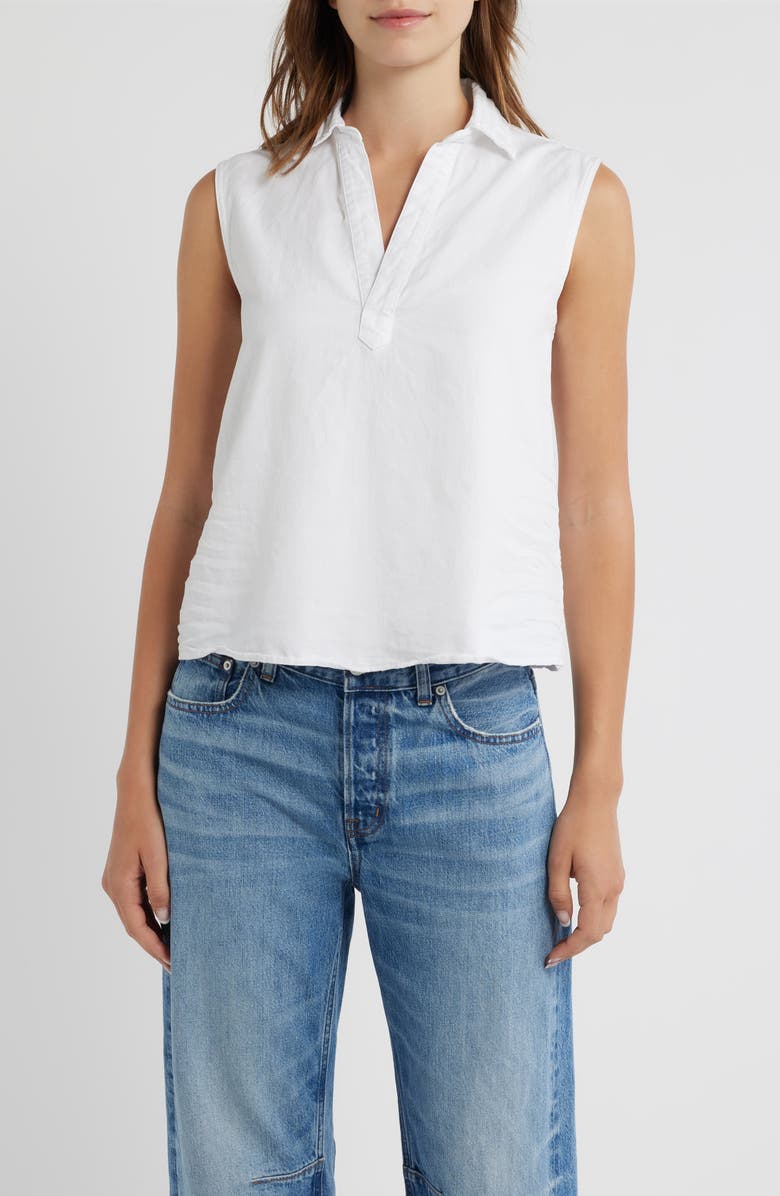 Frank & Eileen Olivia Popover Tank, Main, color, White Tattered Denim