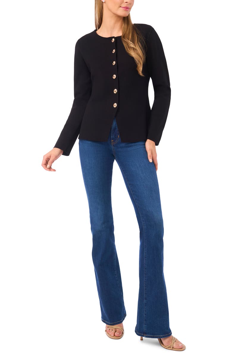 Ted Baker Collarless Cardigan, Alternate, color, Rich Black