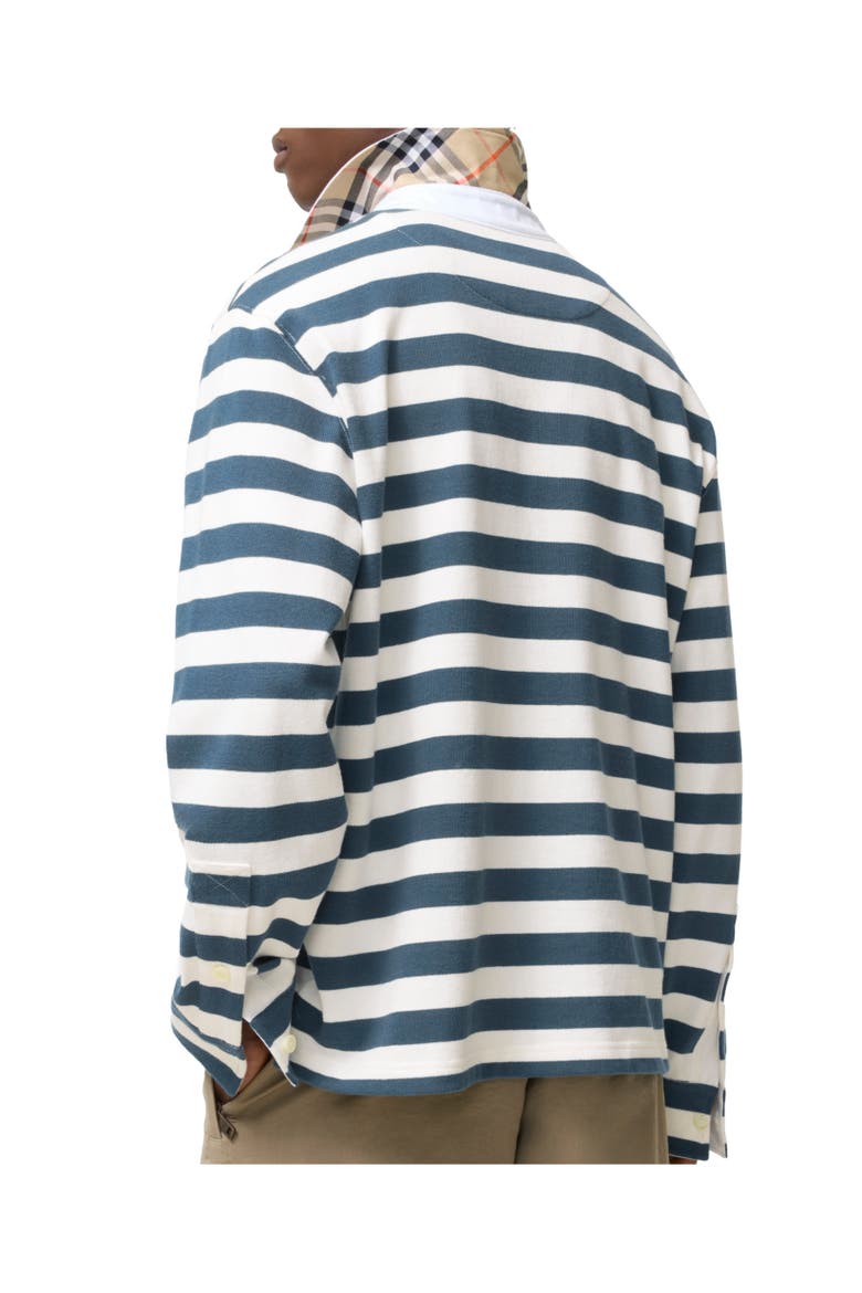Knight Stamp Cotton Rugby Shirt, Alternate, color, Nickel blue/cotton white