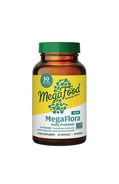 MegaFlora Daily Probiotic Plus, 50 Billion CFU, Vegetarian, 30 Capsules