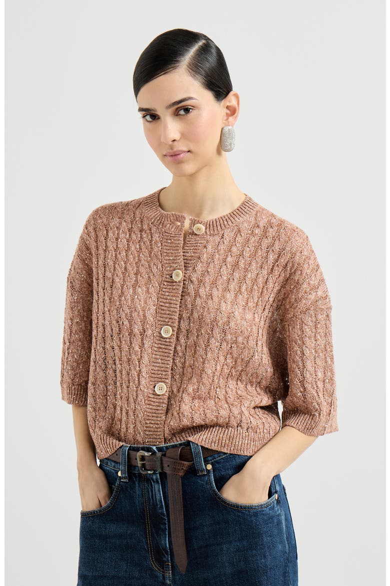 Dazzling cable cardigan, Main, color, Brown