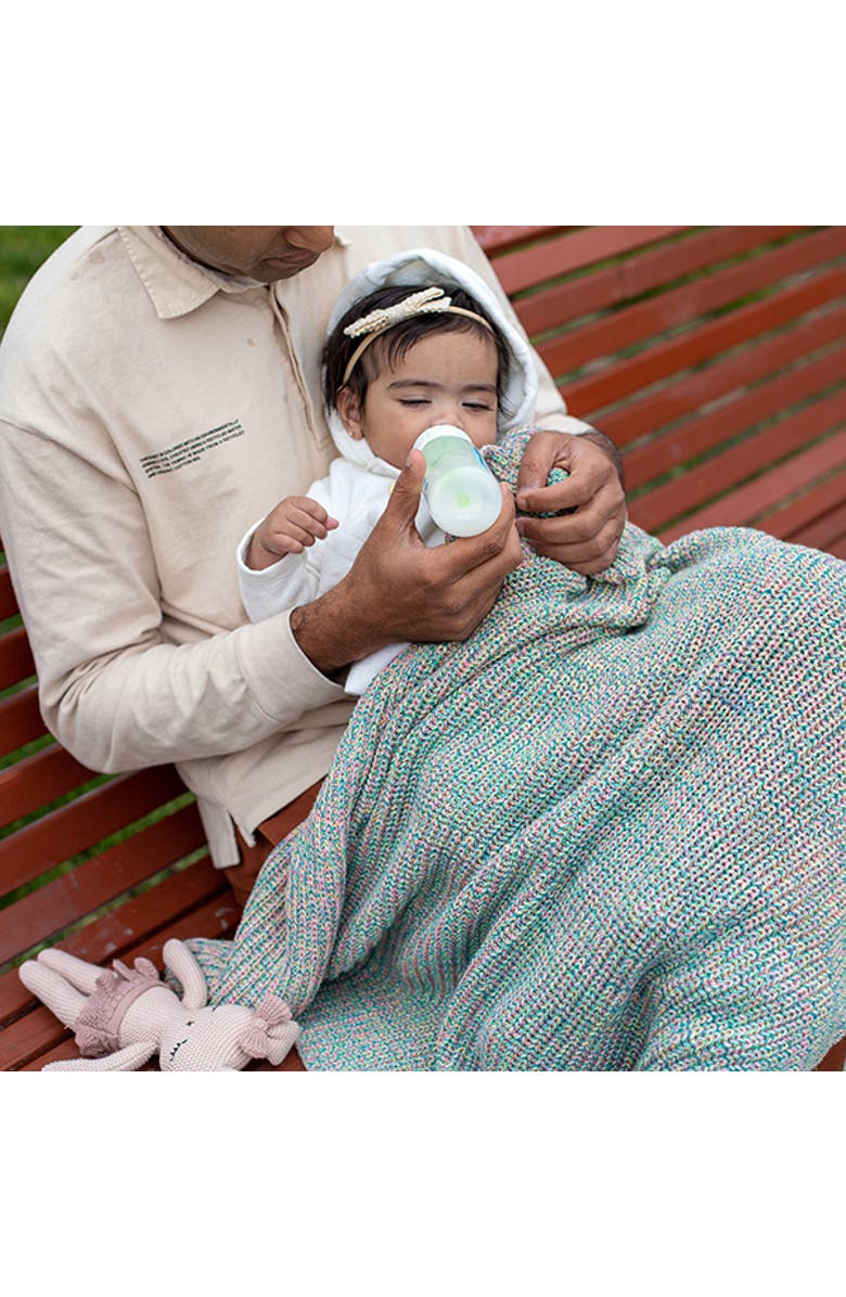 Pink Lemonade Unicorn baby blanket and bonnet set, Alternate, color, Multi