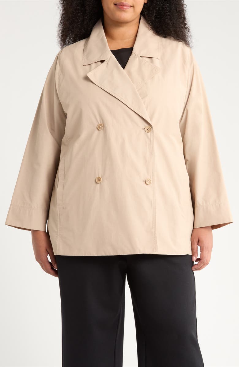 Eileen Fisher Organic Cotton Blend Crop Trench Coat, Main, color, Wheat