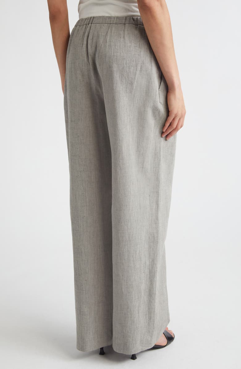 LOULOU DE SAISON Clark Loose Fit Mélange Linen & Cotton Wide Leg Pants, Alternate, color, Grey Melange