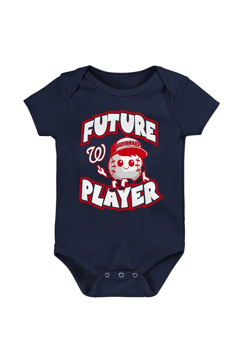 Newborn & Infant Navy/Red/White Washington Nationals Minor League Player Three-Pack Bodysuit Set, Alternate, color, Navy