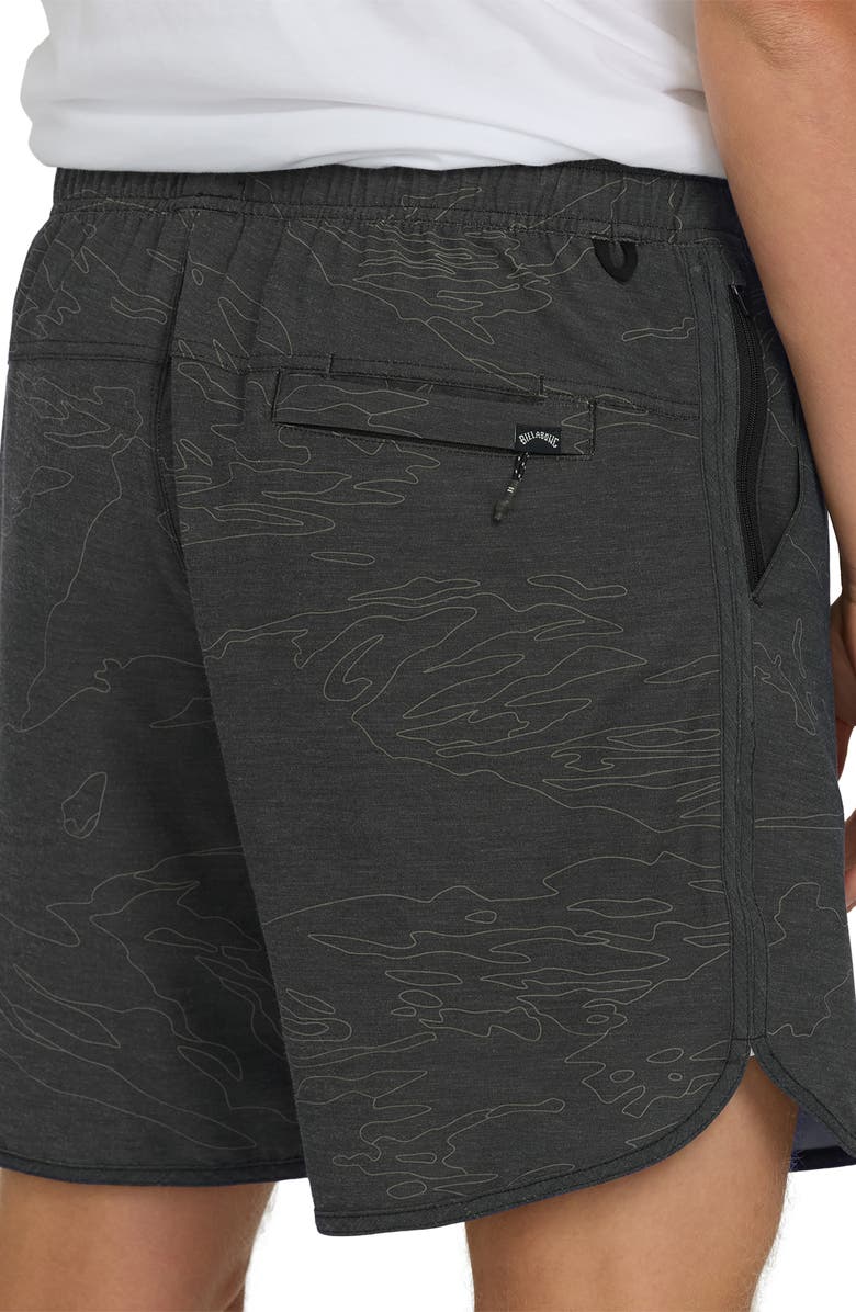 Billabong Surftrek Transit Elastic Waist Hybrid Shorts, Alternate, color, Black Camo