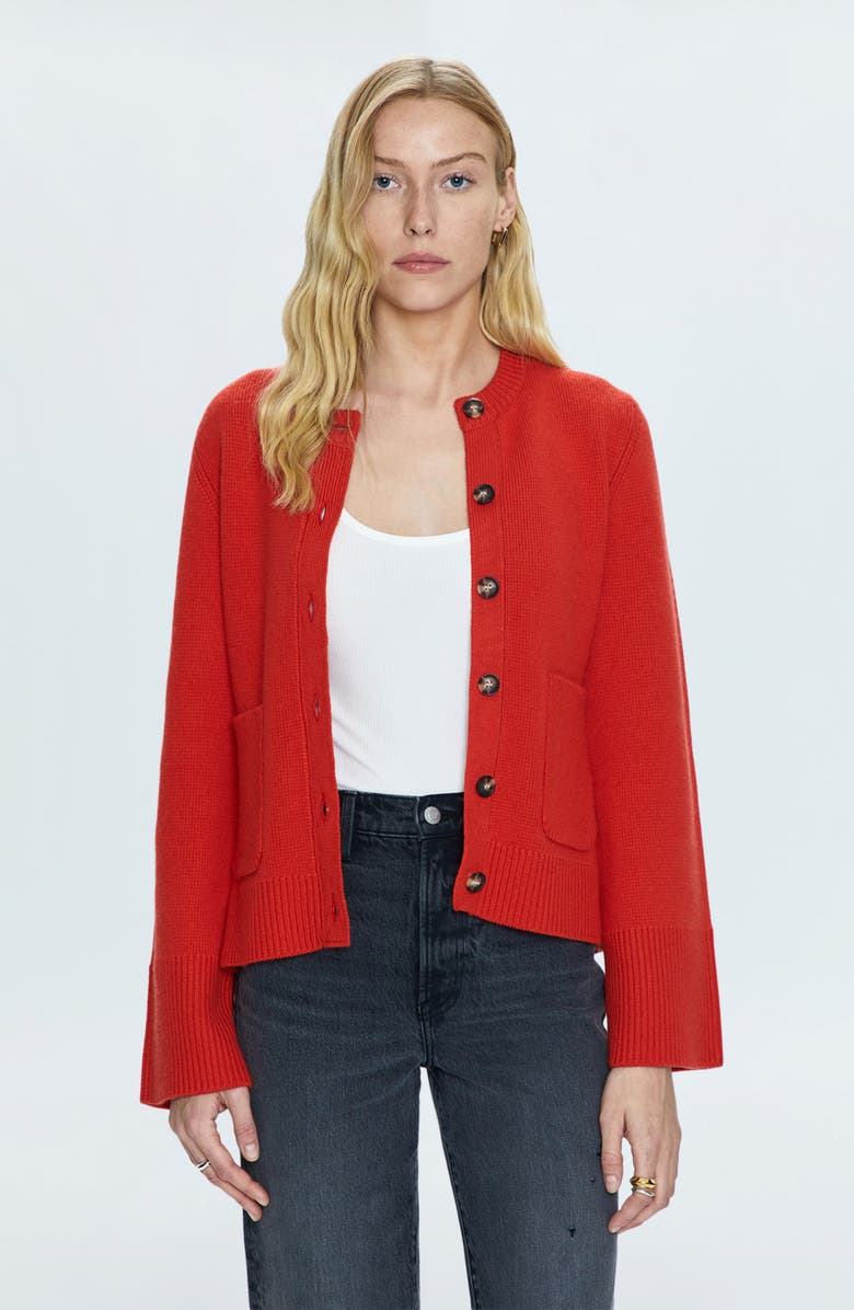 Pistola Dani Patch Pocket Cardigan, Alternate, color, Rouge