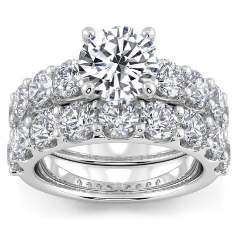 Certified 6ct Diamond Engagement Wedding Ring Set 14K Gold Lab Grown