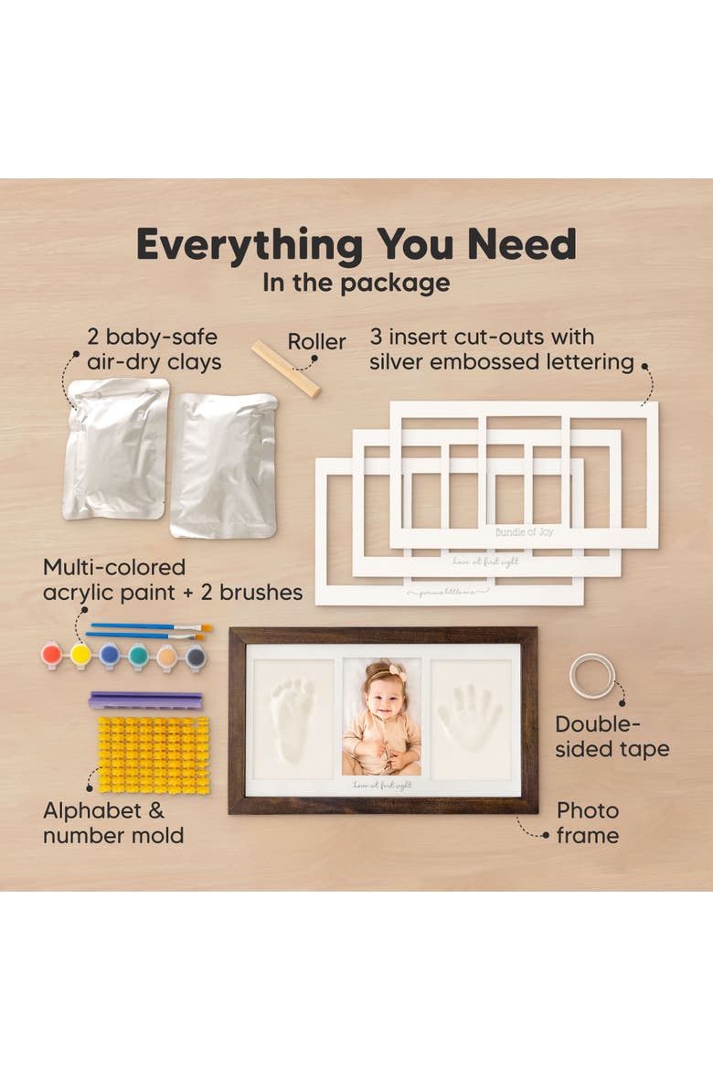 Baby Handprint & Footprint Keepsake Duo Frame, Alternate, color, Dark Walnut