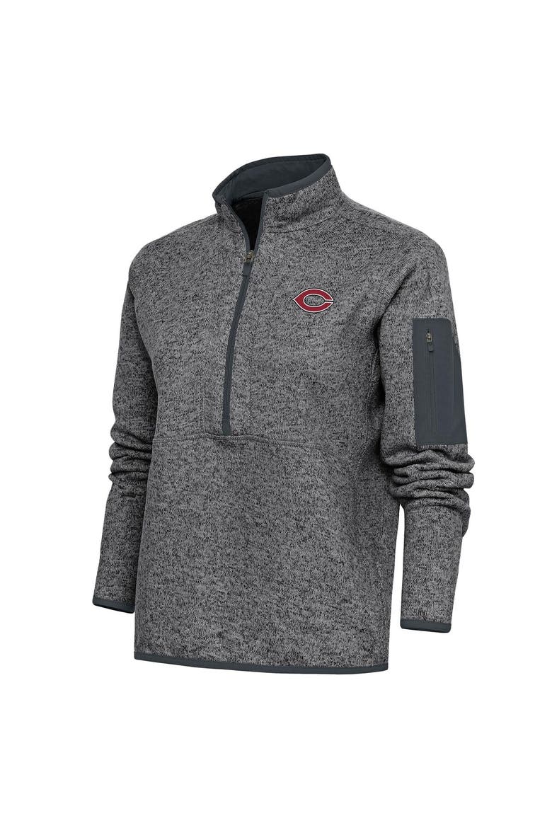 Women's Antigua  Heather Gray UChicago Maroons Fortune Half-Zip Pullover Jacket, Main, color, Heather Gray