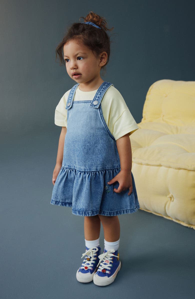 NEXT Kids' Denim Pinafore Dress, Alternate, color, Blue