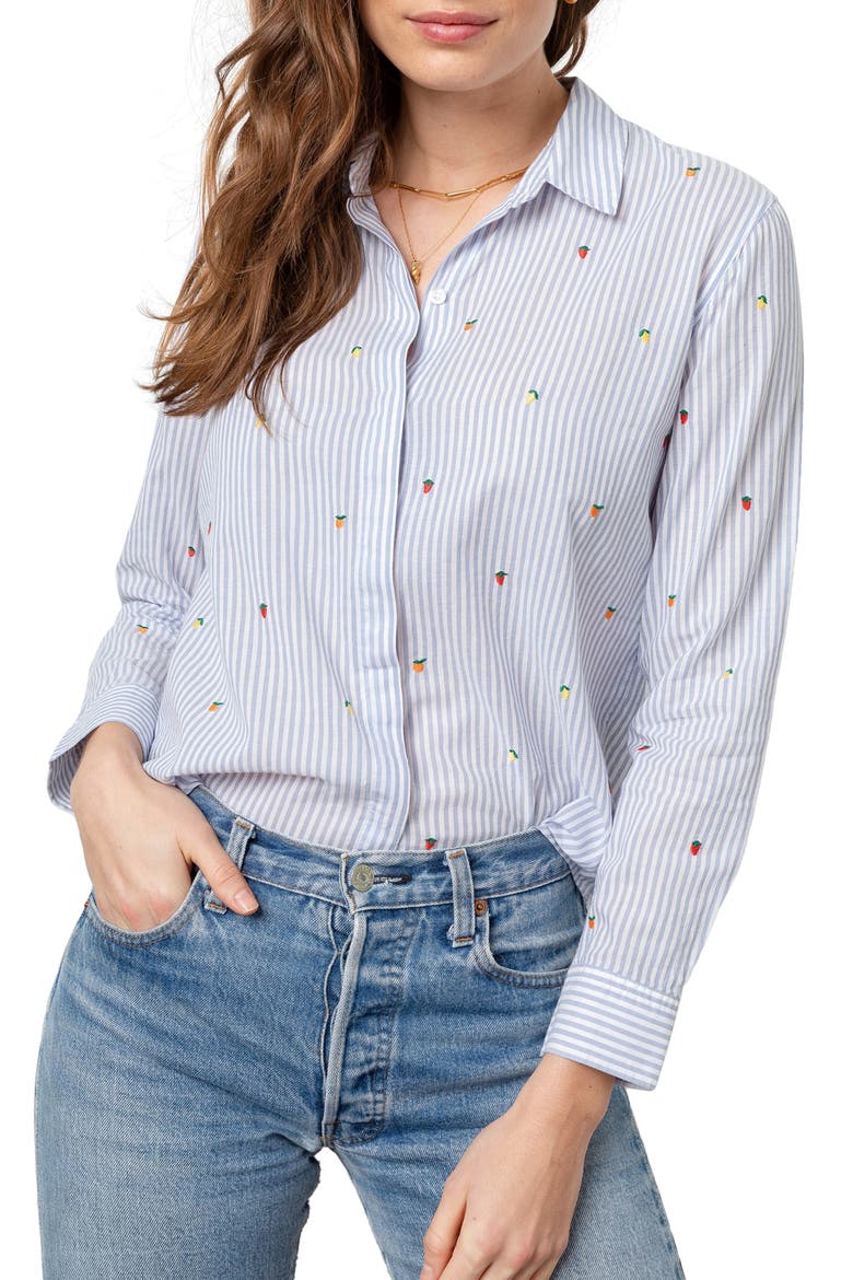 Taylor Embroidered Stripe Shirt, Main, color, EMBROIDERED CITRUS