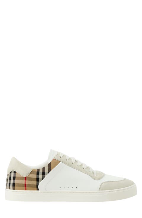 Stevie Leather & Canvas Check Sneaker (Men)