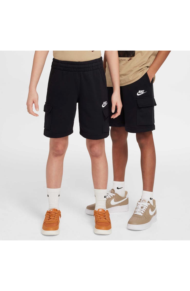 Nike Kids' Club Cargo Sweat Shorts, Alternate, color, Black/ Black/ White