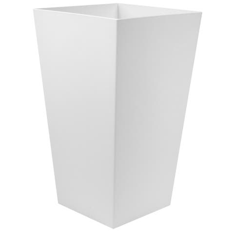 20 Inch Finley Tall Tapered Square Planter, Casper White