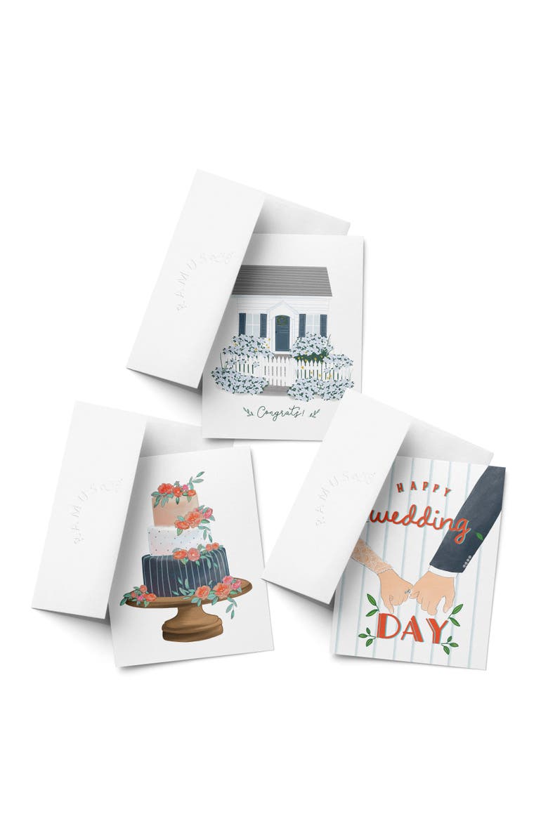 Ramus & Co Wedding Greeting Card Pack (3ct) "Congrats Cottage, Wedding Day, Cake", Main, color, Multi-Pack