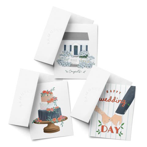 Wedding Greeting Card Pack (3ct) "Congrats Cottage, Wedding Day, Cake"
