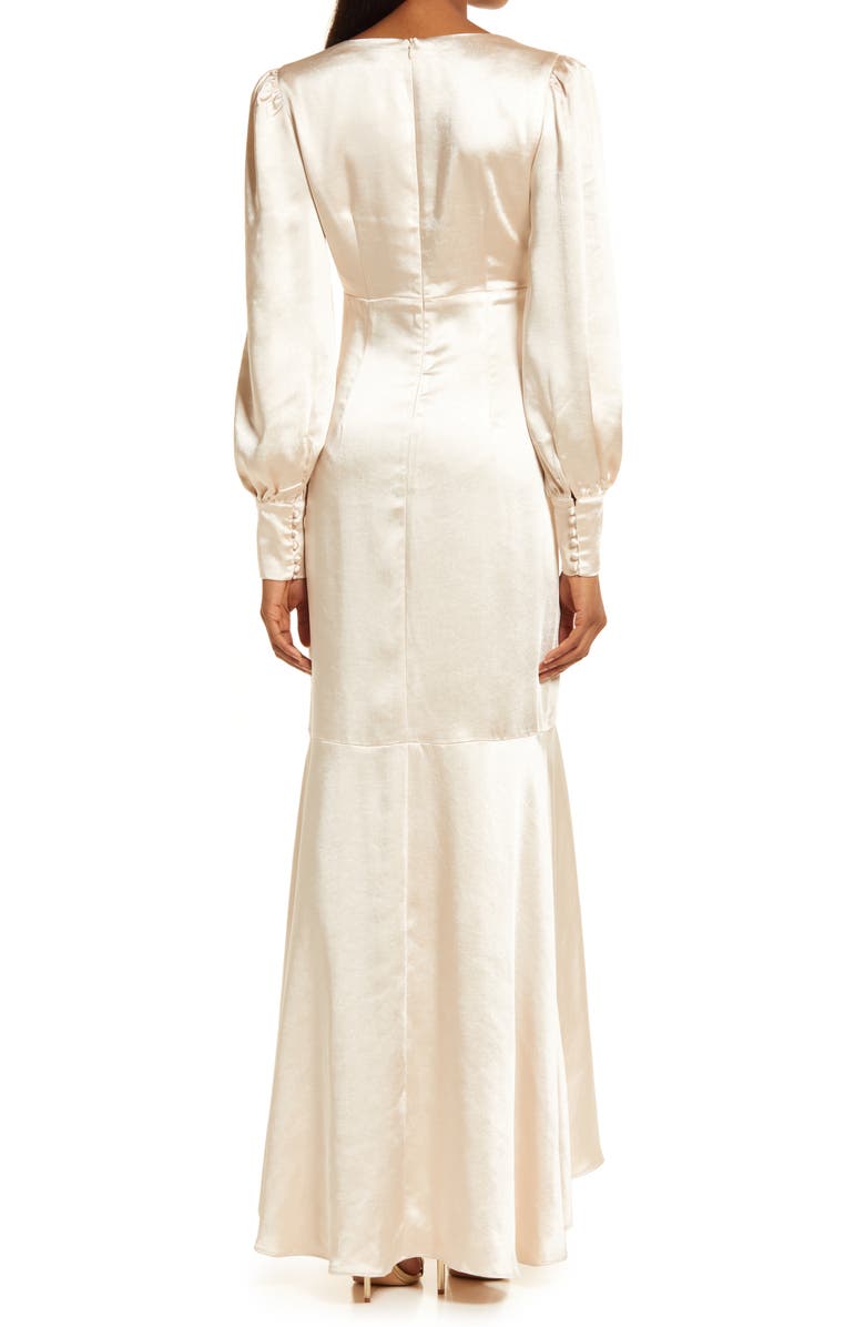 Elliatt Aleah Long Sleeve Satin Gown, Alternate, color,