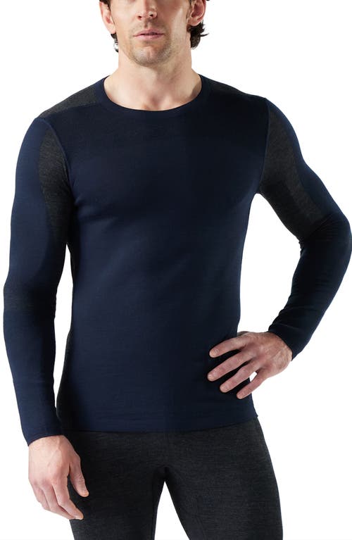 Smartwool Intraknit™ Thermal Merino Base Layer Colorblock Crewneck Long Sleeve Shirt In Blue