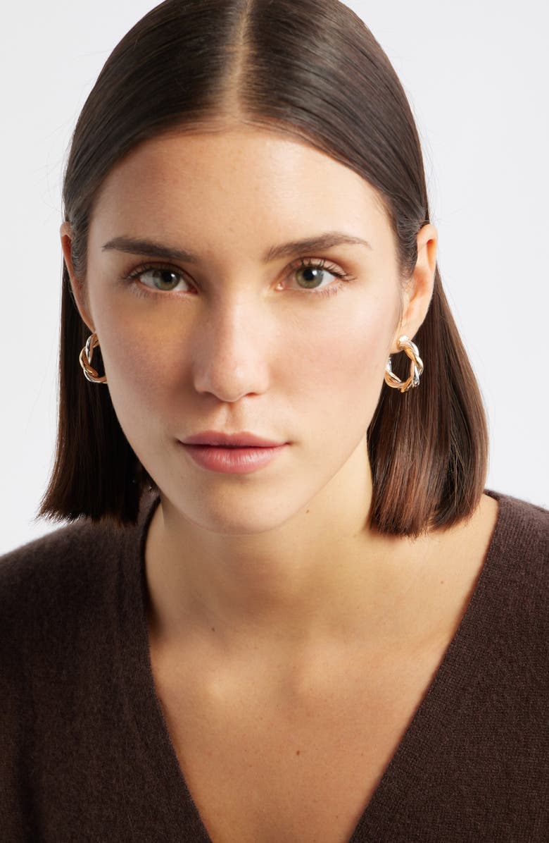 Nordstrom Two-Tone Twist Hoops, Alternate, color, Gold- Silver
